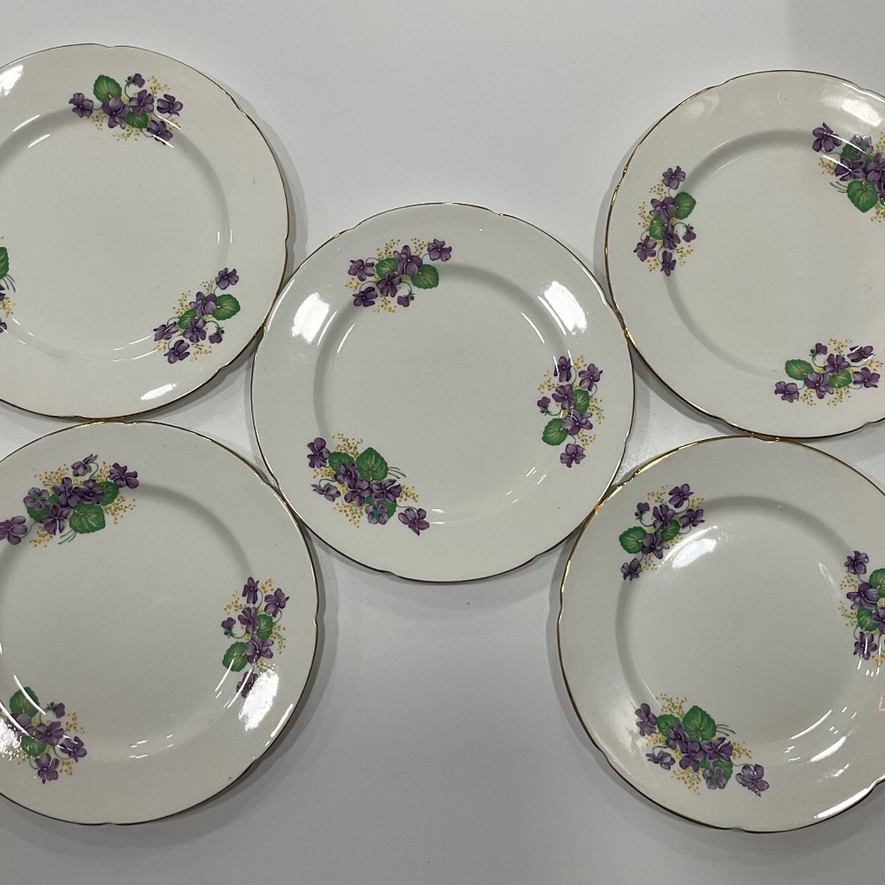 Purple violet bone china -Set of 5